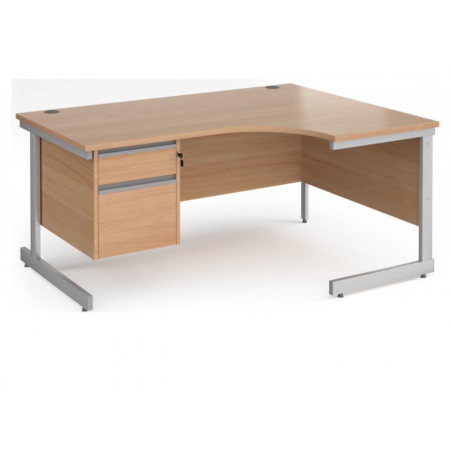 Contract Cantilever Ergonomic Desk with Two Drawer Pedestal